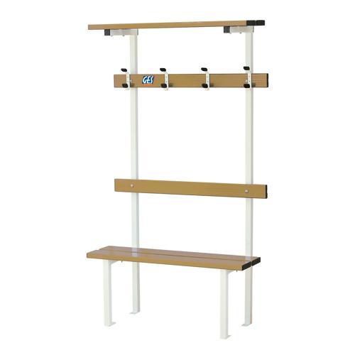 BANC VESTIAIRE SUR PIEDS AVEC PORTE PATÈRES ET PORTE SACS GES ASSISE BOIS