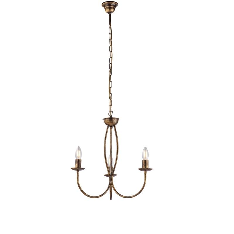 BeLight Botte Lustre en fer laqué marron décor or vieilli 3 lumières 110 d.45 BL147-3-BR - marron 8050713211875_0