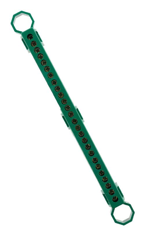 Bornier de terre Vert - 28 connexions - Thomson - Fixation tableau électrique - Norme CE_0