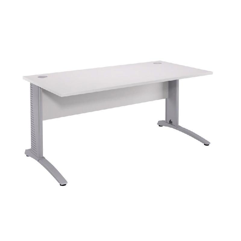 BUREAU DROIT BIOSPACE 2 - L. 120 X P. 80 CM - PLATEAU BLANC - PIEDS L ALUMINIUM - EMBASE BLANCHE