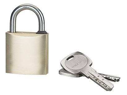 Cadenas à clé de chantier en acier inoxydable - 40 mm - corps laiton monobloc - marque Thirard_0
