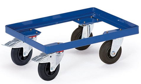 Cadre roulant pour bacs Norme Europe - 610x410mm - mécano-soudé avec roues pivotantes à frein_0