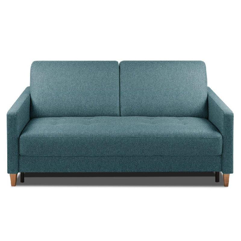 Canapé convertible OGGETTO - Matelas 16 cm - Système express - Sommier à lattes 160 cm - Velours bleu paon - Renatonisi_0