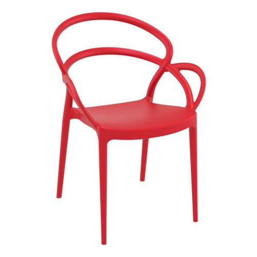 CHAISE EMPILABLE - INTÉRIEUR ET EXTÉRIEUR - ROUGE - MILA