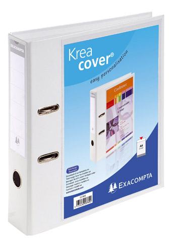 CLASSEUR À LEVIER PLASTIFIÉ EXACOMPTA KREACOVER® PERSONNALISABLE A4 - DOS 7 CM BLANC