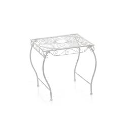 CLP Table de jardin carrée Zarina 50 x 45 cm Blanc antique - blanc métal 11175731_0