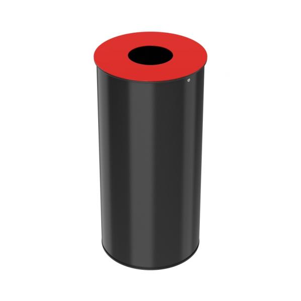 Corbeille de tri sélectif 50 litres - Neotri - Couvercle rouge - Acier poudré anti-UV_0