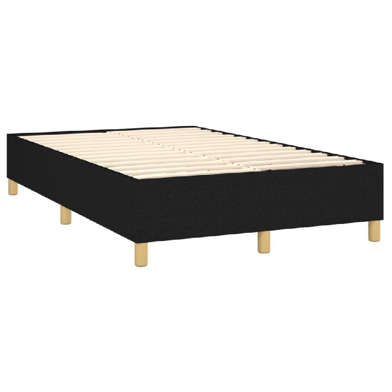 Décoshop26 - Sommier à lattes sur pieds cadre de lit 120x200 cm tissu noir TDL0207033 - noir 3001155888007_0