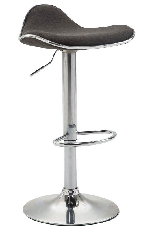 Décoshop26 - Tabouret de bar x1 assise ergonomique en tissu gris foncé pied en trompette en métal aspect chromé 10_0005388 - gris métal 3000252619040_0