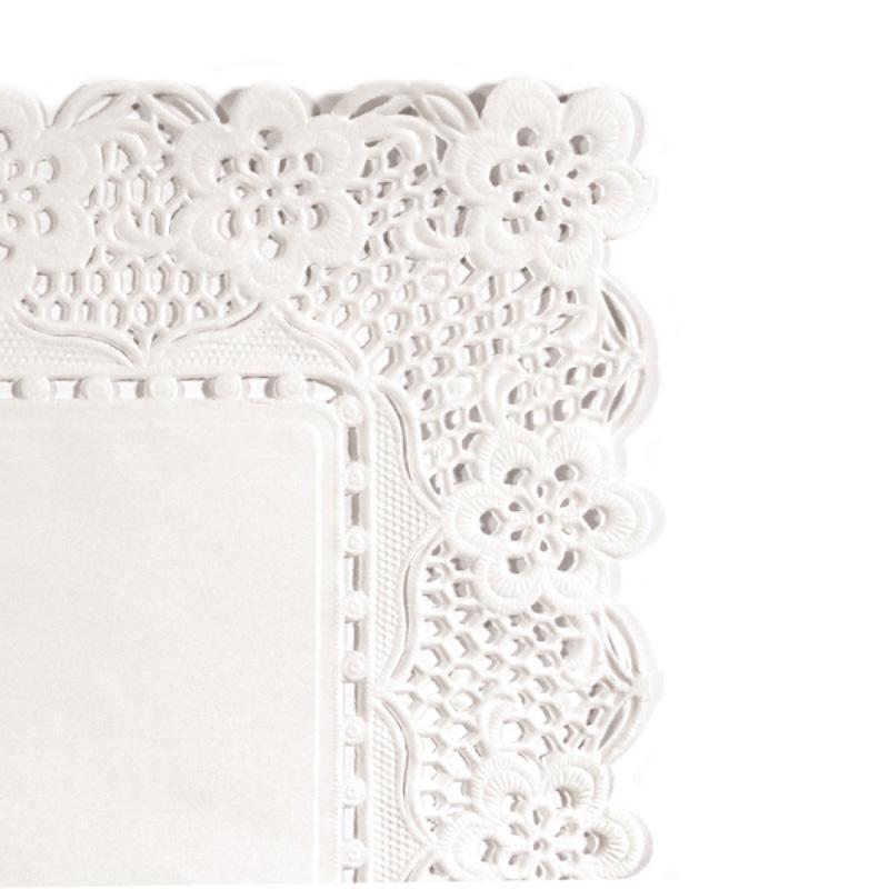 DENTELLE RECTANGULAIRE BLANCHE EN PAPIER 21 X 15CM - LOT DE 250 - AZ BOUTIQUE - DENTELLES PAPIER