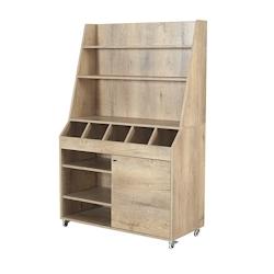 Desserte de service en bois clair avec service haut (à monter) / GOLDINOX - marron Bois massif 3701770815395_0