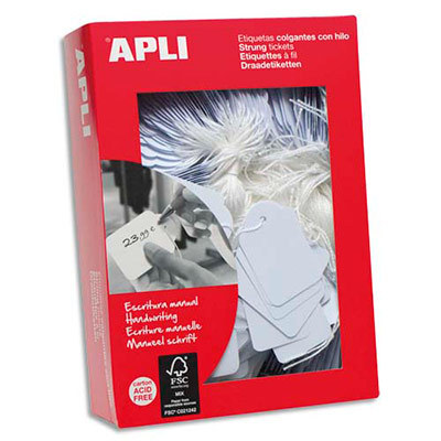 APLI 100923 Paquet de 6 rouleaux 1000 étiquettes Blanc enlevable 