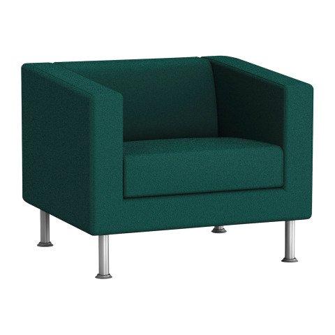 FAUTEUIL ODEL - TISSU VERT BOUTEILLE, PIEDS ALU