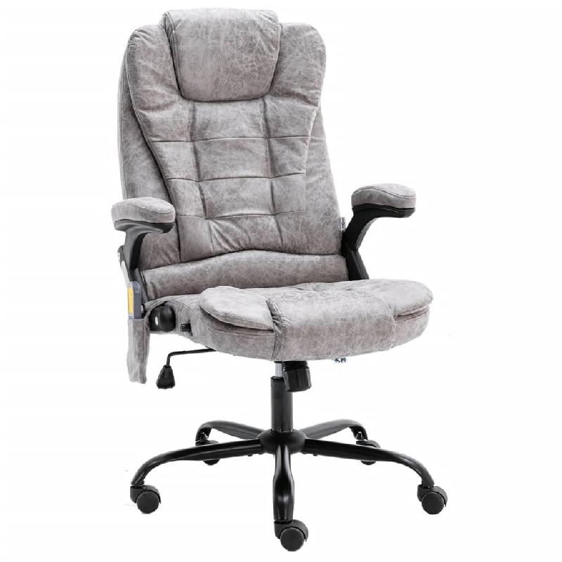 Helloshop26 - Chaise fauteuil siège de bureau informatique étude de massage clair similicuir daim gris 02_0024008 - gris métal 3000214635606_0