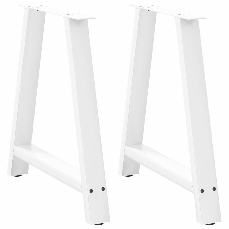 Helloshop26 - Lot de 2 pieds de table à manger en forme de A réglables 80 x 72-73 cm en acier blanc 02_0057133 - blanc acier 3000241242891_0