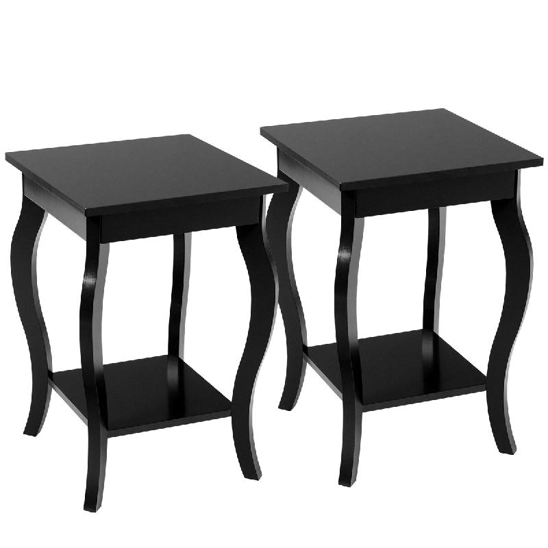 Helloshop26 - Lot de 2 tables d'appoint carrées 40 x 40 x 60 cm pratique avec patins antidérapants en bois noir 20_0012496 - noir Bois massif 300022_0