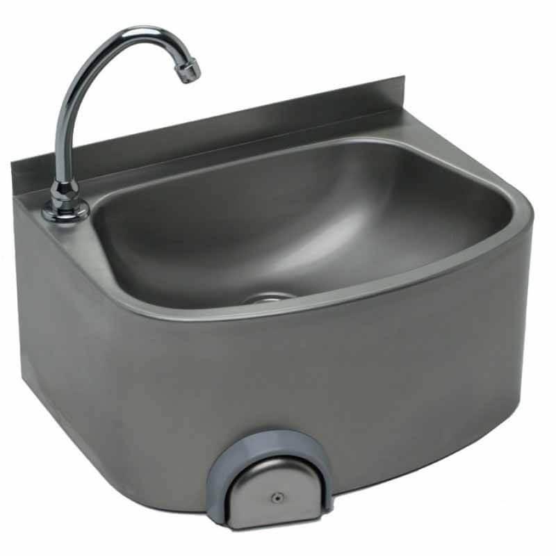 LAVE-MAINS INOX CUVE SEMI-CIRCULAIRE AVEC DOSSERET