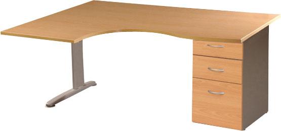 BUREAU ASYMÉTRIQUE180 RETOUR À GAUCHE+CAIS.POR HÊTRE/ANTHRACITE - MANUTAN COLLECTIVITÉS