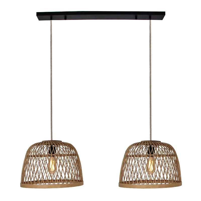 LINDBY NASKALIA SUSPENSION EN ROTIN, À 2 LAMPES