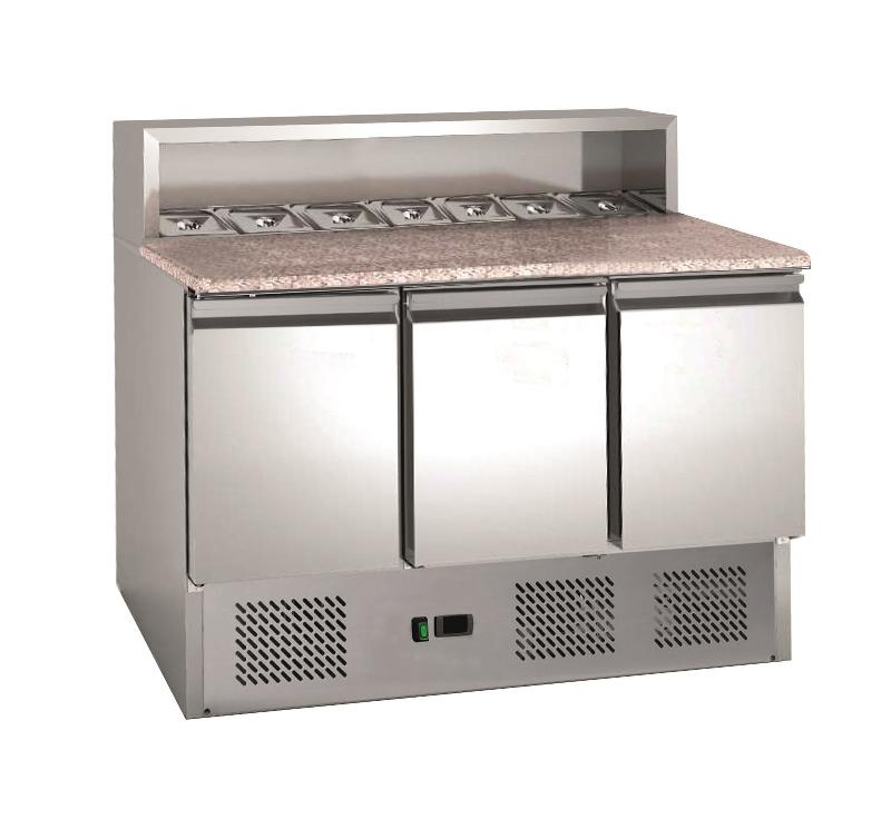 Meuble à pizza positif avec 3 portes et capacité 8 bacs gn 1/6 - 402 litres - PS903_0