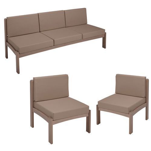 PACK AUTIZE : CHAUFFEUSE 3PL+2CHAUFFEUSES STRUCTURE TAUPE PVC TERRE - MANUTAN EXPERT
