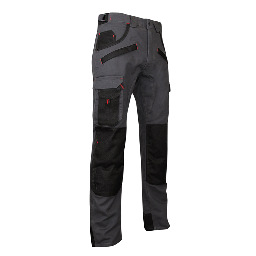 Pantalon bicolore ARGILE - poches genouillères en Oxford résistant 900D - 60% coton, 40% polyester - Gris foncé/Noir - PCP251-38 - LMA_0