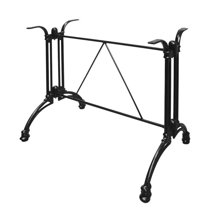 Pied de table Eiffel latéral - 4 pieds rectangulaires en fonte pour grands plateaux - H 70 cm - Noir_0