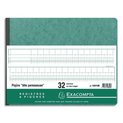 PIQÛRE EXACOMPTA - 29,7 X 38 CM - TETE PARESSEUSE - 32 COLONNES SUR 2 PAGES 35 LIGNES - 80 PAGES