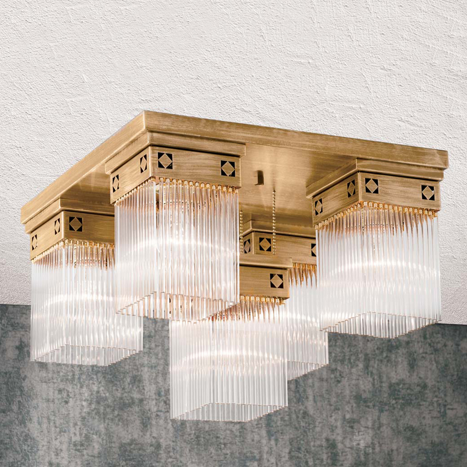 ORION PLAFONNIER FRIEDA À CINQ LAMPES EN LAITON ENTIER