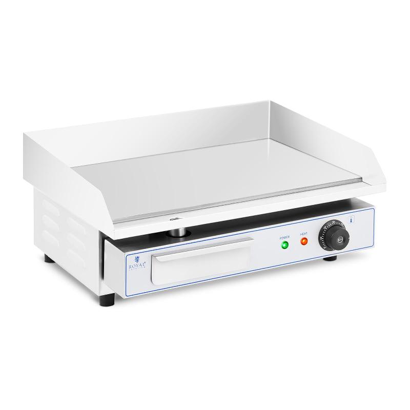 Plancha électrique professionnelle en inox - 1 feu, 3000W, plaque lisse 550x400 mm, pour restaurant et snack_0
