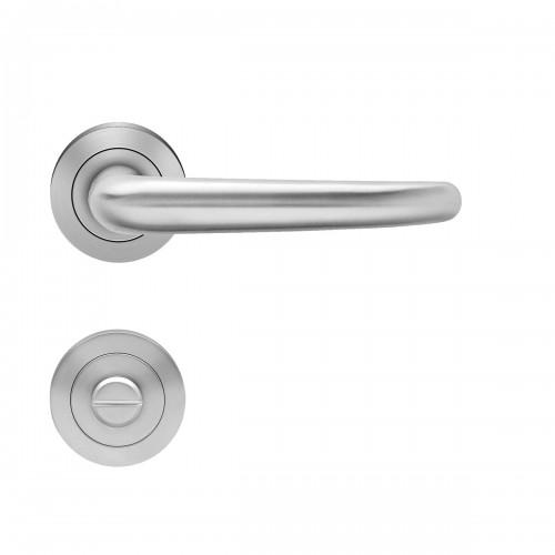 POIGNÉES DE PORTE SUR ROSACES RONDES SÉRIE ER22 ELBA - INOX SATINÉ -CONDAMNATION KARCHER DESIGN