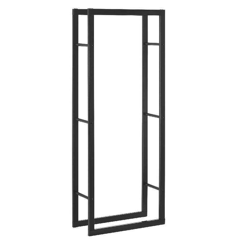 Porte-bûches robuste range-bûches solide support pour bois de chauffage rangement efficace pour intérieur extérieur acier laqué 60 x 150 x 25 cm noir 03_0005965_0