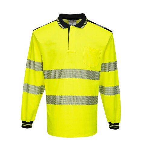 PORTWEST T184 PW3 POLO HAUTE VISIBILITÉ ML JAUNE/NOIR - TAILLE S