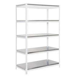 PROREGAL Étagère pour Charges Lourdes METAL YETI LIGHT FIVE | HxLxP 200x120x60cm | 300kg par Niveau | Blanc - blanc métal PR_RS146-20_0