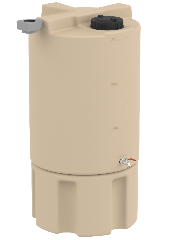 Récupérateur d'eau de pluie hors sol pour gouttière - 300L - Polyéthylène recyclable - Beige ou Gris_0