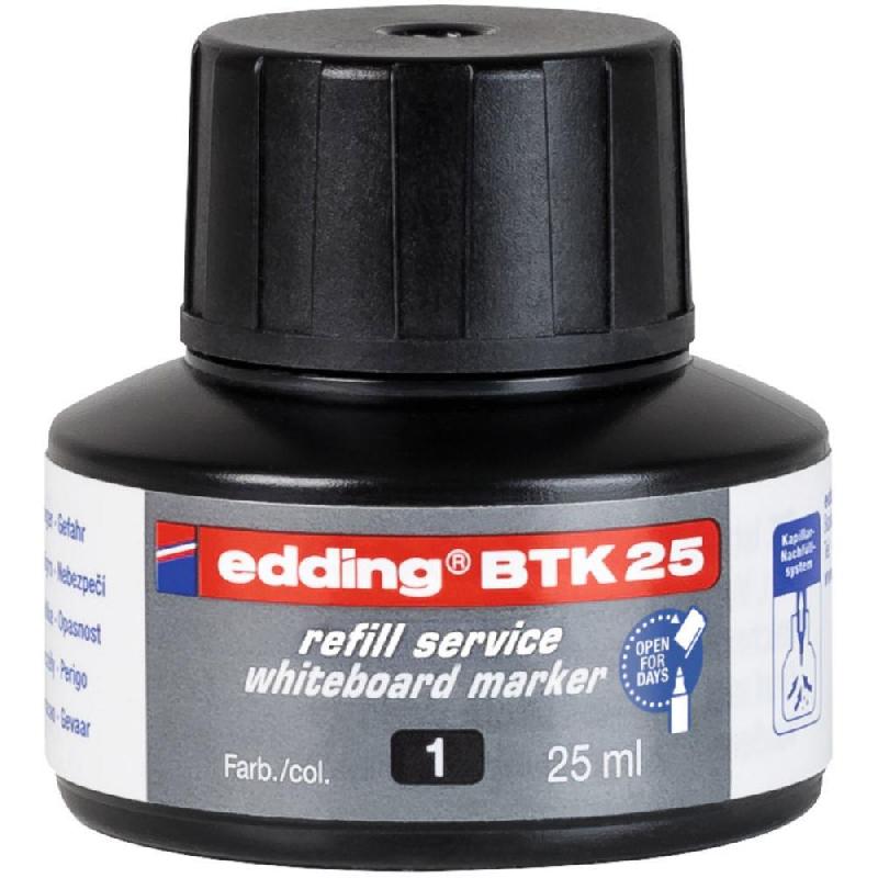 RECHARGE D'ENCRE EDDING BTK 25 POUR MARQUEURS EFFAÇABLES TABLEAU BLANC 25 ML - NOIR
