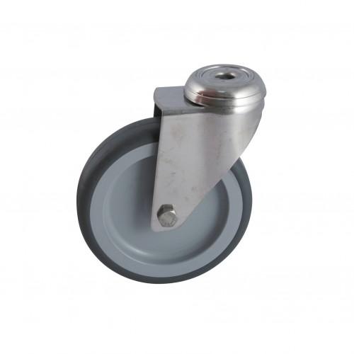 ROULETTE PIVOTANTE À OEIL SANTO GRIS - 80 MM - 50 KG - ALÉSAGE LISSE AVL