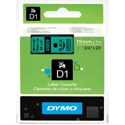 RUBAN DYMO D1 - 45809 - RUBAN NOIR/VERT - 19 MM X 7 M