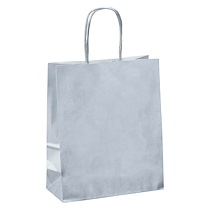 SAC MAGASIN KRAFT POIGNÉES TORSADÉES ARGENT18 X 8 X 22 CM - PAQUET DE 50
