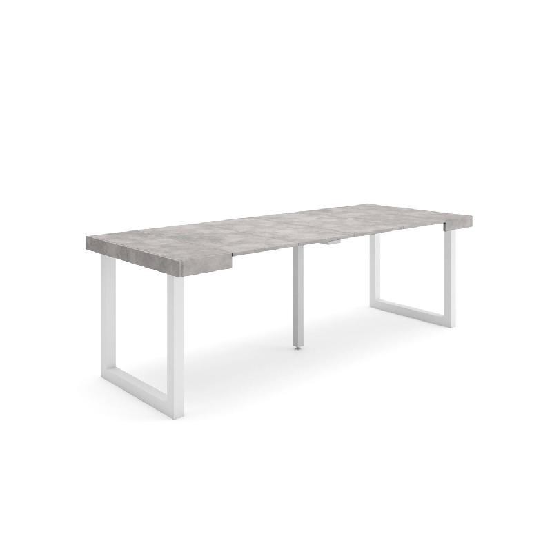 SKRAUT HOME Table console extensible, 220, Pour 10 personnes, Pieds bois massif, Ciment - gris Bois manufacturé 303_18_0
