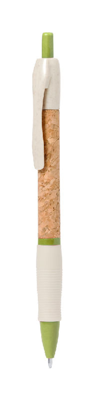 Stylo à bille écologique - paille de blé et liège naturel - encre bleue - couleur verte_0