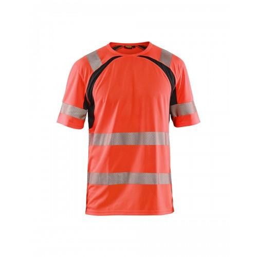 T-SHIRT HAUTE VISIBILITÉ ANTI-UV 3397 - ROUGE FLUO ET NOIR - XS BLAKLADER