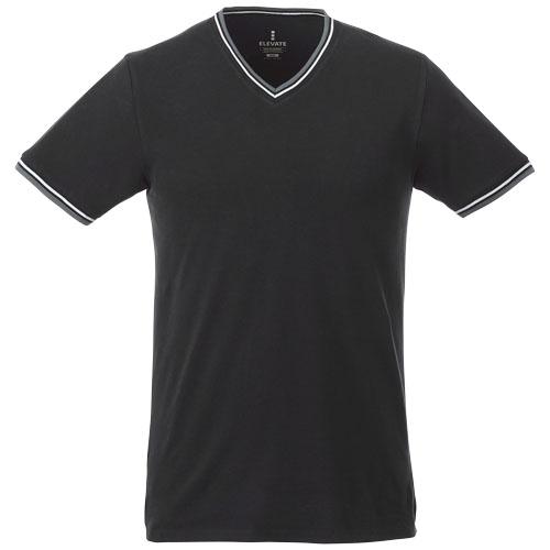 T-shirt maille piquée manches courtes homme Elbert - col V en coton 180 g/m² avec détails contrastés_0