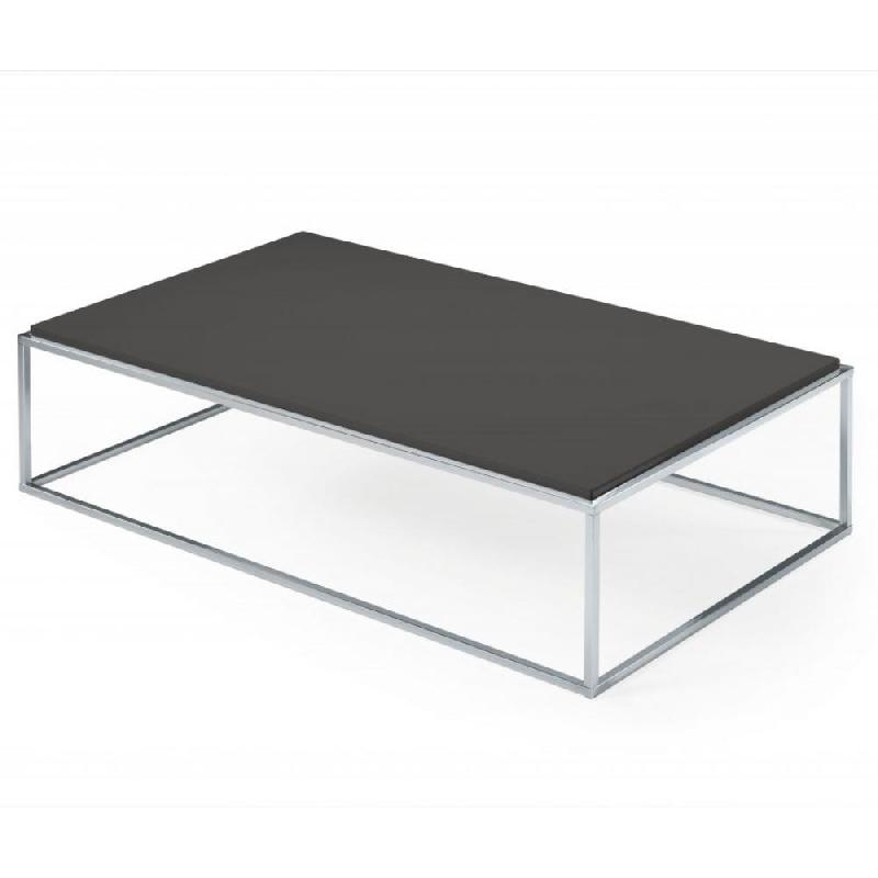 Table basse rectangle MIMI - Gris ardoise - Design moderne avec plateau stratifié et piétement inox_0