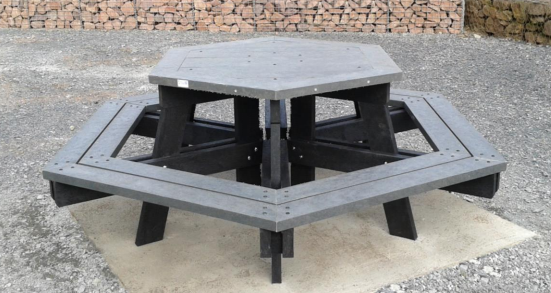 Table de pique-nique gala / plastique-composite / polygonale / 228 x 79 cm / livrée démontée_0