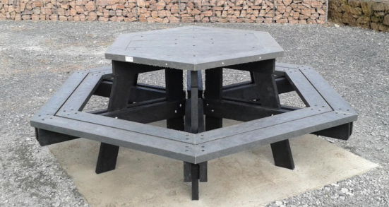 Table de pique-nique GALA - plastique-composite - polygonale - 228 cm x 79 cm - livrée démontée_0
