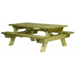 Table pique-nique bois Berlin - renfort métallique, traité autoclave, garantie 10 ans_0