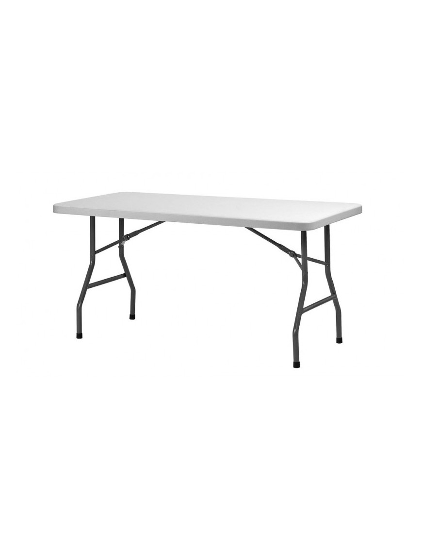 Table pliante 153 x 76 x 74 cm - polypropylène 40mm blanc - pieds rabattables et protection UV_0