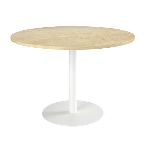 TABLE RONDE PLATEAU DIAMÈTRE 120 CM CHÊNE CLAIR INTUITIV PIED COLONNE MÉTAL