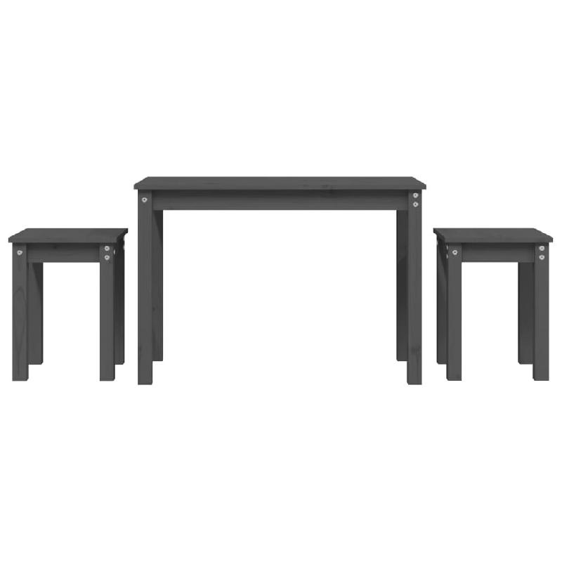 Tables gigognes 3 pcs Gris Bois de pin massif Modèle Outdoor Luxe Prime - 824980_0